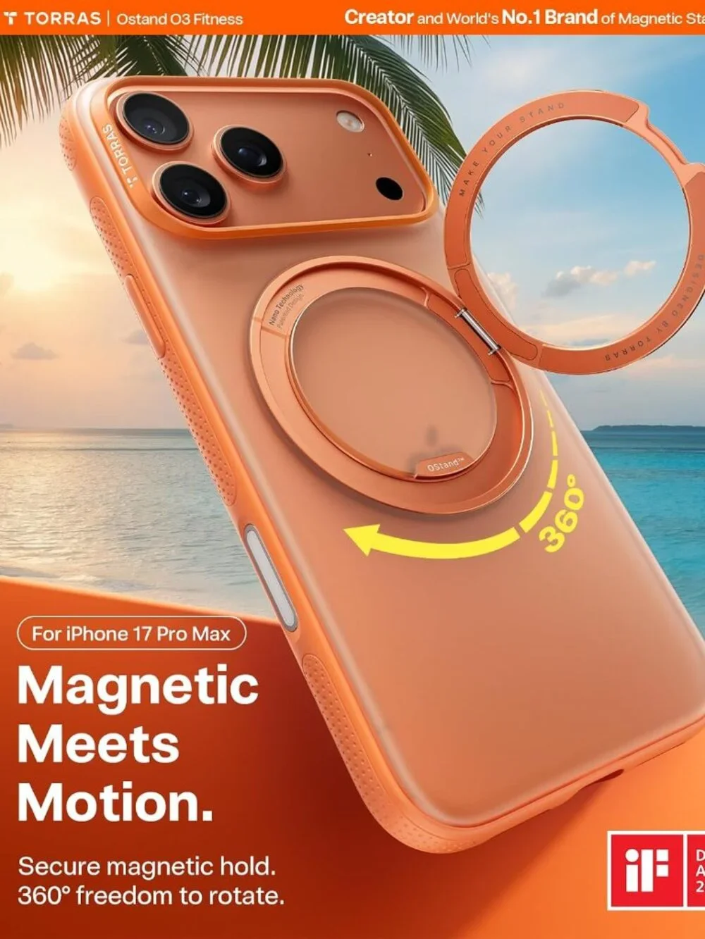 TORRAS Premium Ostand O3 Case for iPhone 17 Pro Max — Cosmic Orange, Brand-New